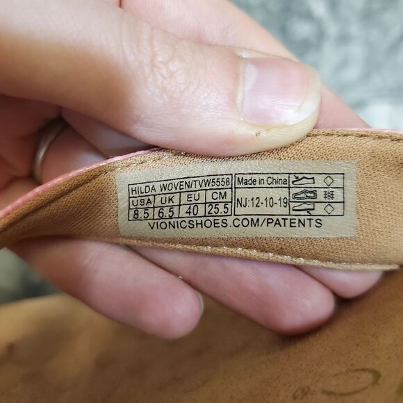 Vionic Hilda Woven Rest Camellia Barbie Pink Gold Flip Flop Thong Sandals 8.5 - Picture 7 of 8